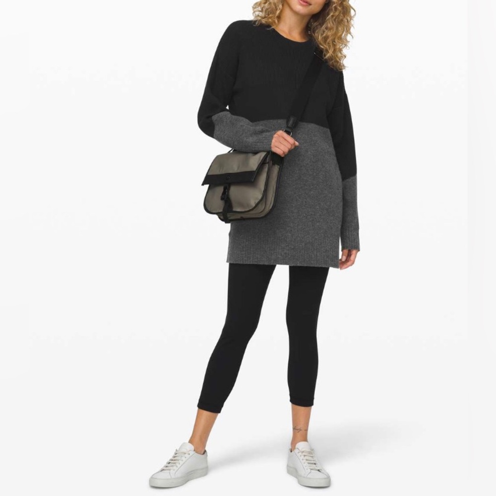Lululemon Size M Restful Intention Sweater Dress Tunic Black Grey Wool Blend Rib
